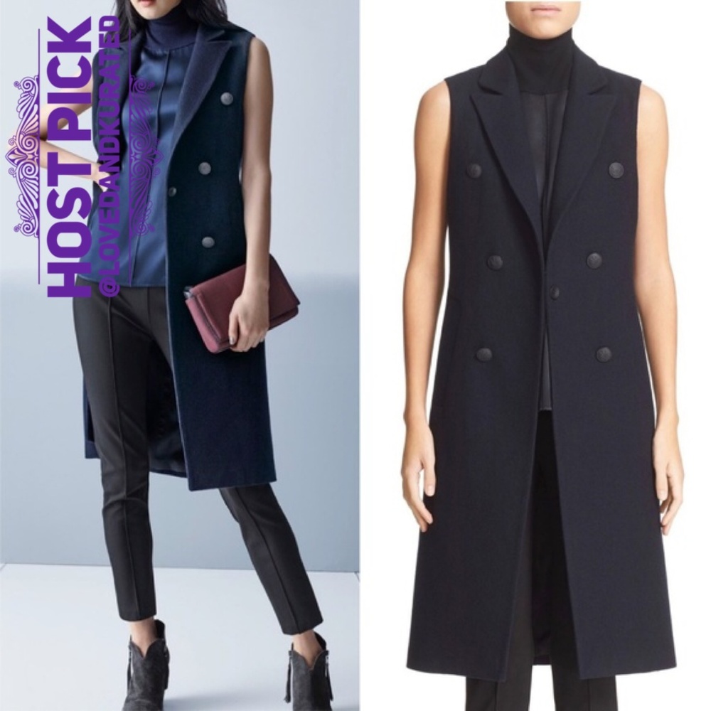 Rag & Bone Fitted Faye Wool Navy Vest Coat N48 - Picture 1 of 8